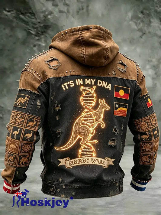 Men’s AU Aboriginal Culture IT’S IN MY DNA Hooded Sweatshirt - Brown / S
