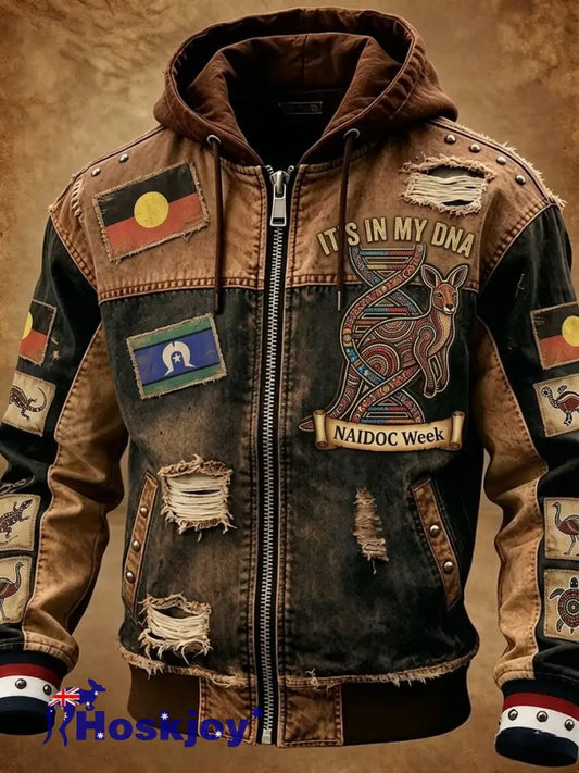 Men’s AU Aboriginal Culture IT’S IN MY DNA Hooded Sweatshirt - Brown / S