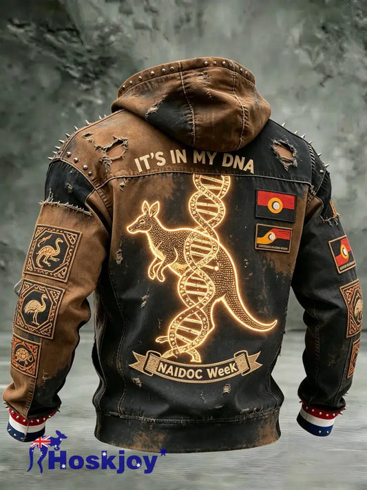 Men’s AU Aboriginal Culture IT’S IN MY DNA Hooded Sweatshirt - Brown / S