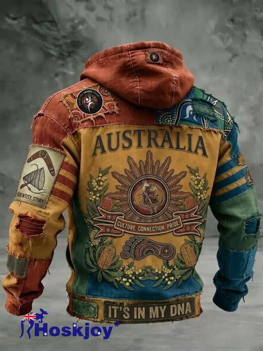 Men’s AU Aboriginal Culture IT’S IN MY DNA Hooded Sweatshirt - Orange / S