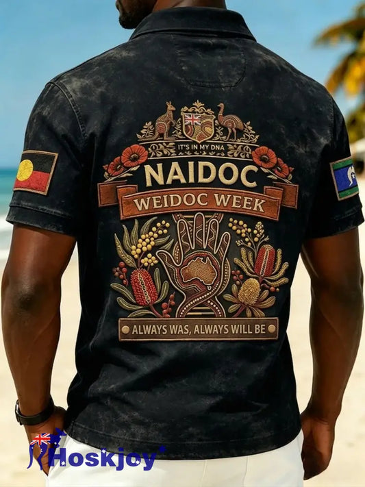 Men’s AU Aboriginal Culture IT’S IN MY DNA Short-Sleeve Polo Shirt - Black / S