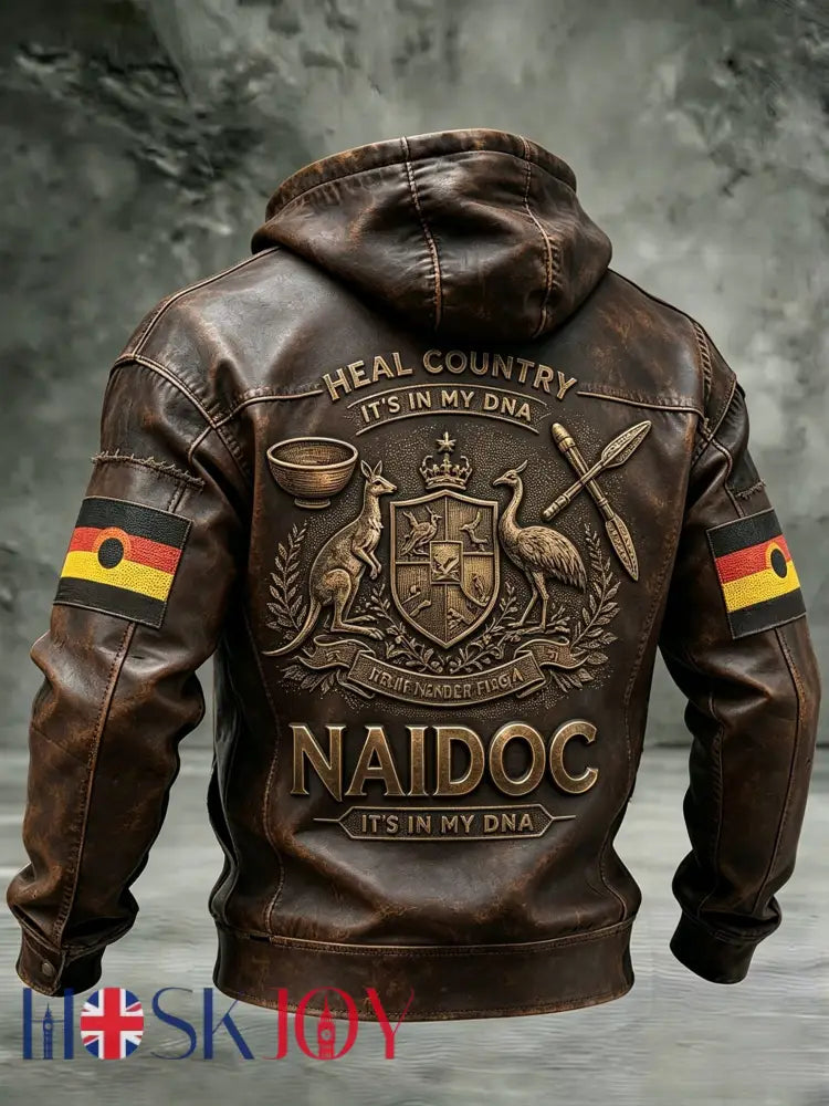 Men’s AU Aboriginal Culture Printed Casual Long-Sleeve Hooded Sweatshirt - Brown / S