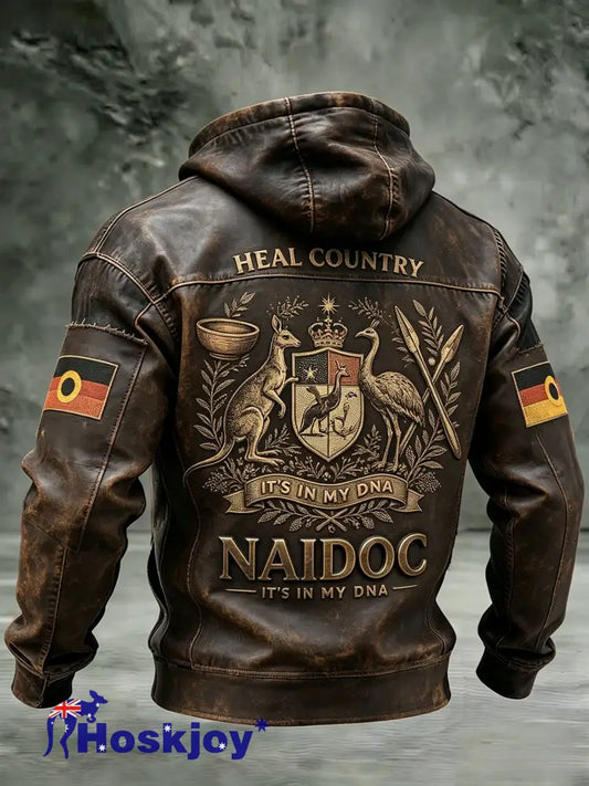 Men’s AU Aboriginal Culture Printed Casual Long-Sleeve Hooded Sweatshirt - Brown / S