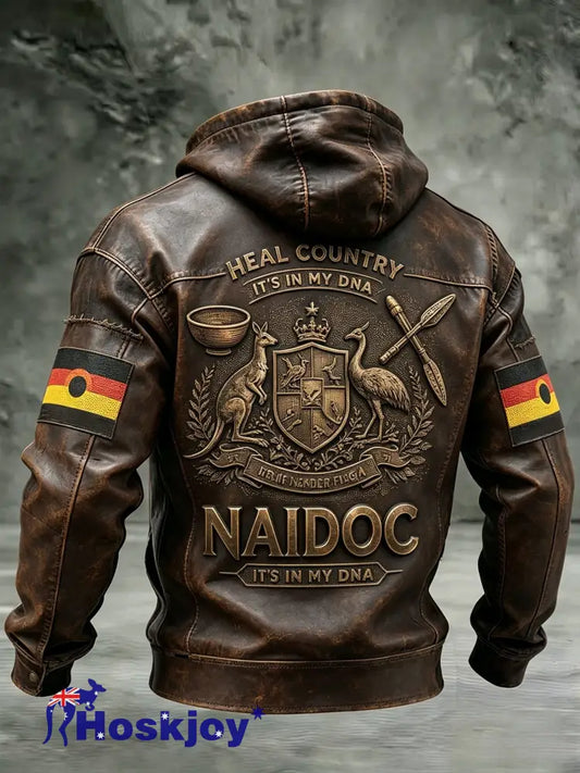 Men’s AU Aboriginal Culture Printed Casual Long-Sleeve Hooded Sweatshirt - Brown / S