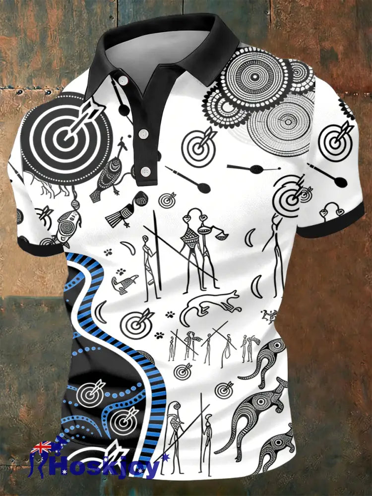 Men’s AU Aboriginal Culture Printed polo shirt As picture / S