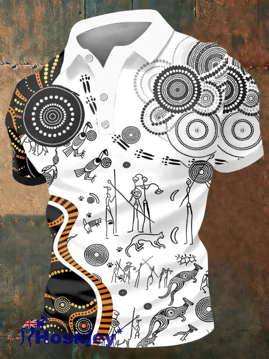 Men’s AU Aboriginal Culture Printed polo shirt As picture / S