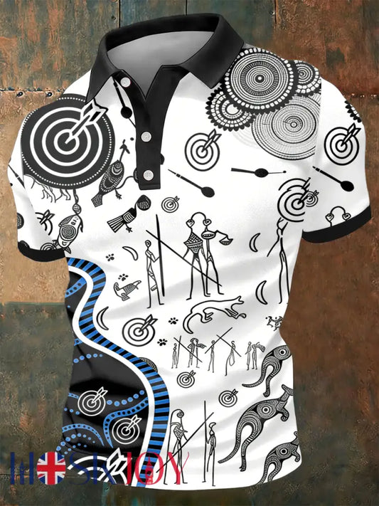 Men’s AU Aboriginal Culture Printed polo shirt As picture / S