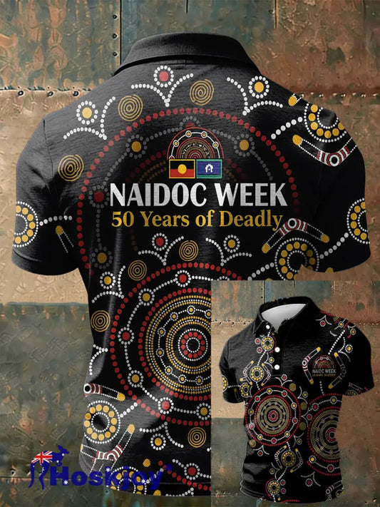 Men’s AU Aboriginal Culture Printed polo shirt Black / S