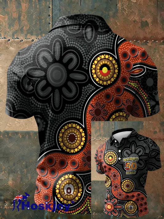 Men’s AU Aboriginal Culture Printed polo shirt Black / S