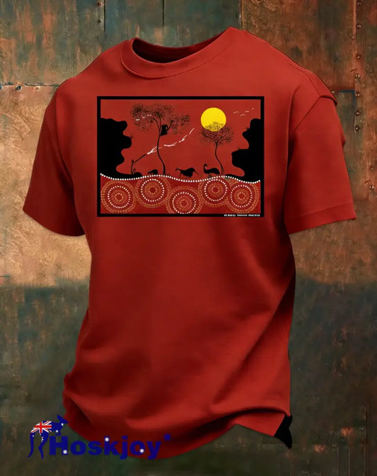 Men’s AU Aboriginal Culture Printed Short-Sleeve T-Shirt Red / S