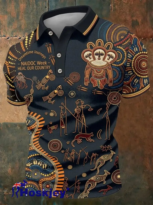 Men’s AU Aboriginal Culture Short-Sleeve Polo Shirt - Black / S