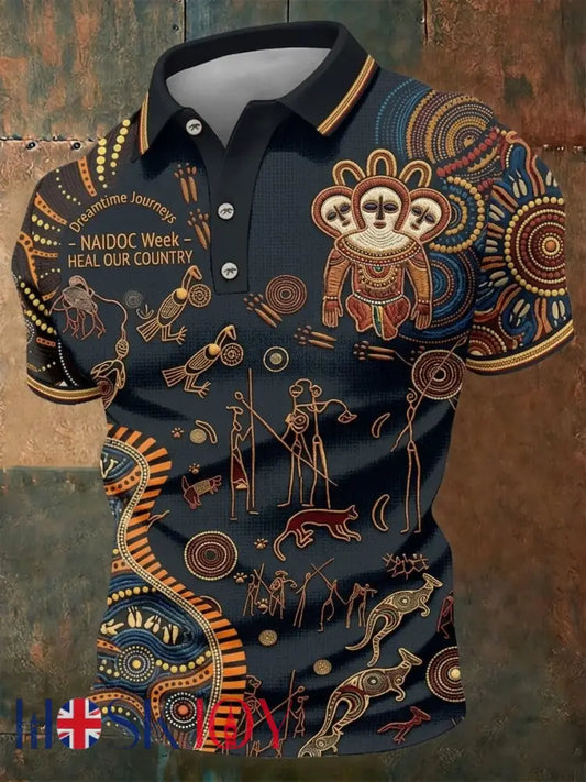 Men’s AU Aboriginal Culture Short-Sleeve Polo Shirt - Black / S