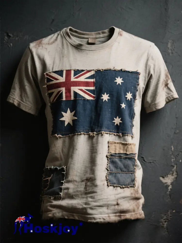 Men’s AU Flag Art Printed T-shirt Apricot / S