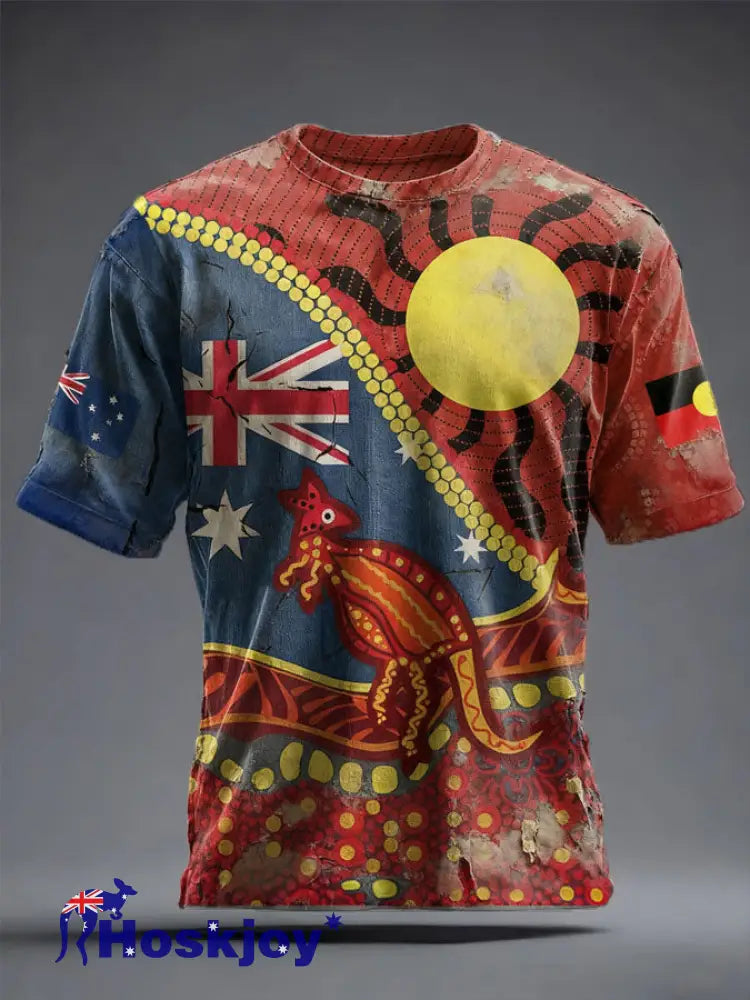 Men’s AU Flag Art Printed T-shirt As picture / S