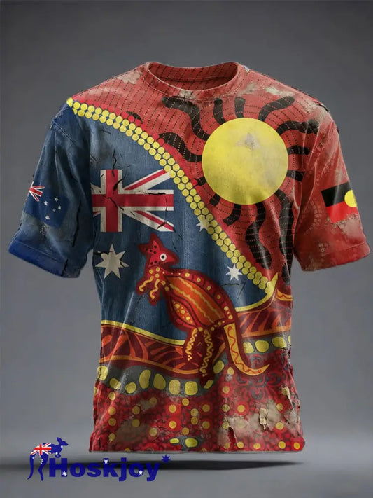 Men’s AU Flag Art Printed T-shirt As picture / S