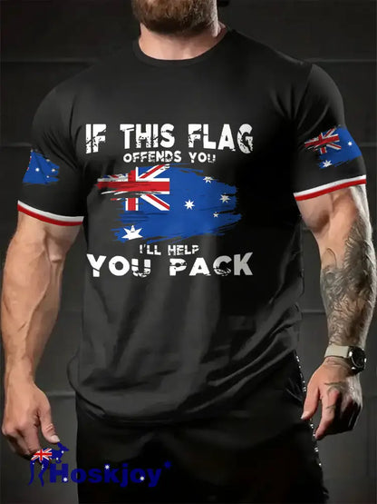 Men’s AU Flag Proud Printed T-shirt Black / S