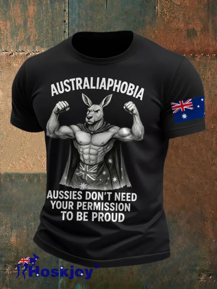 Men’s AU Flag Proud Printed T-shirt Black / S