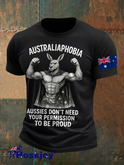 Men’s AU Flag Proud Printed T-shirt Black / S