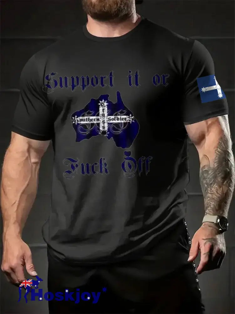 Men’s AU Flag Proud Printed T-shirt Black / S