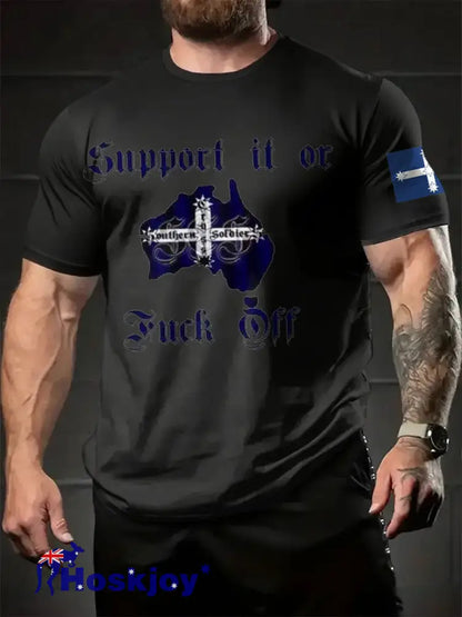 Men’s AU Flag Proud Printed T-shirt Black / S