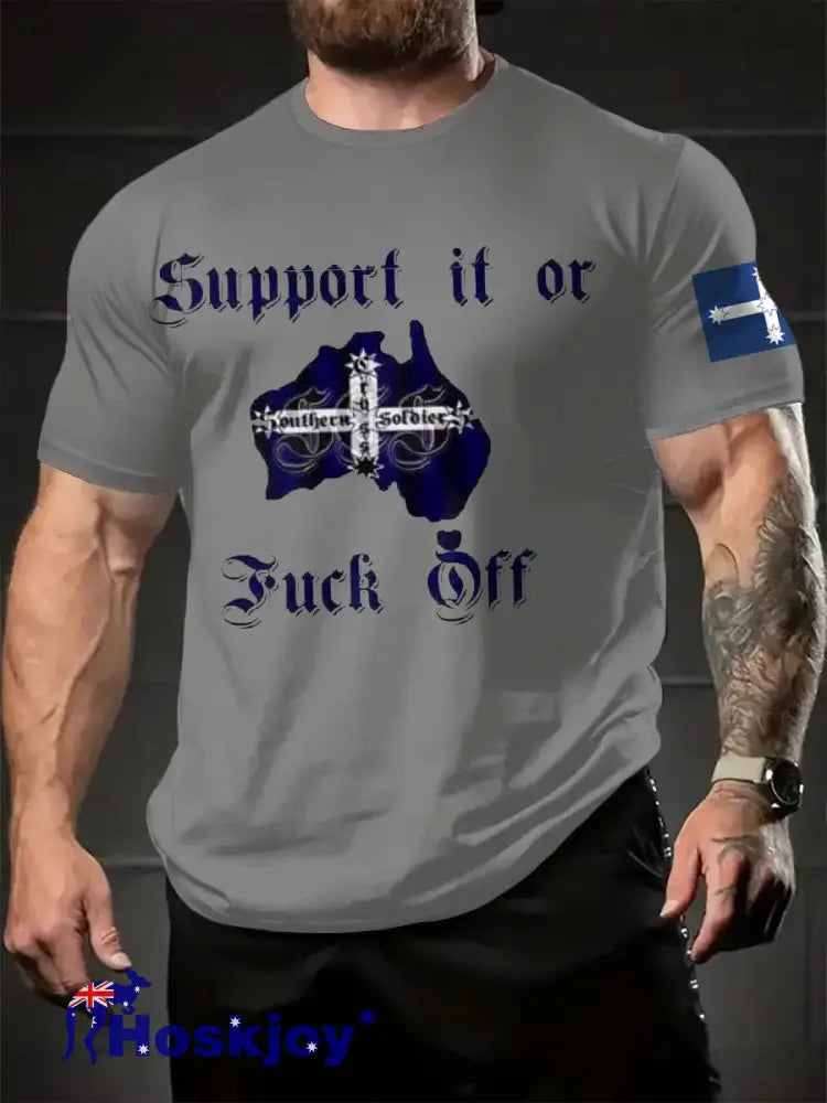 Men’s AU Flag Proud Printed T-shirt Light Gray / S