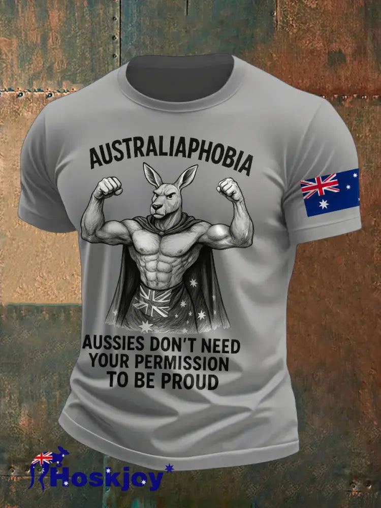 Men’s AU Flag Proud Printed T-shirt Light Gray / S