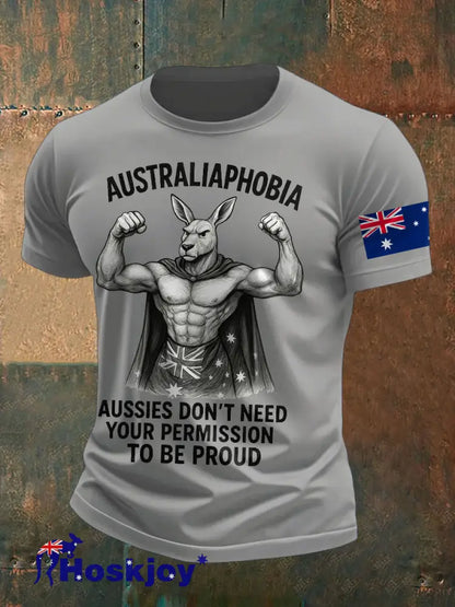 Men’s AU Flag Proud Printed T-shirt Light Gray / S