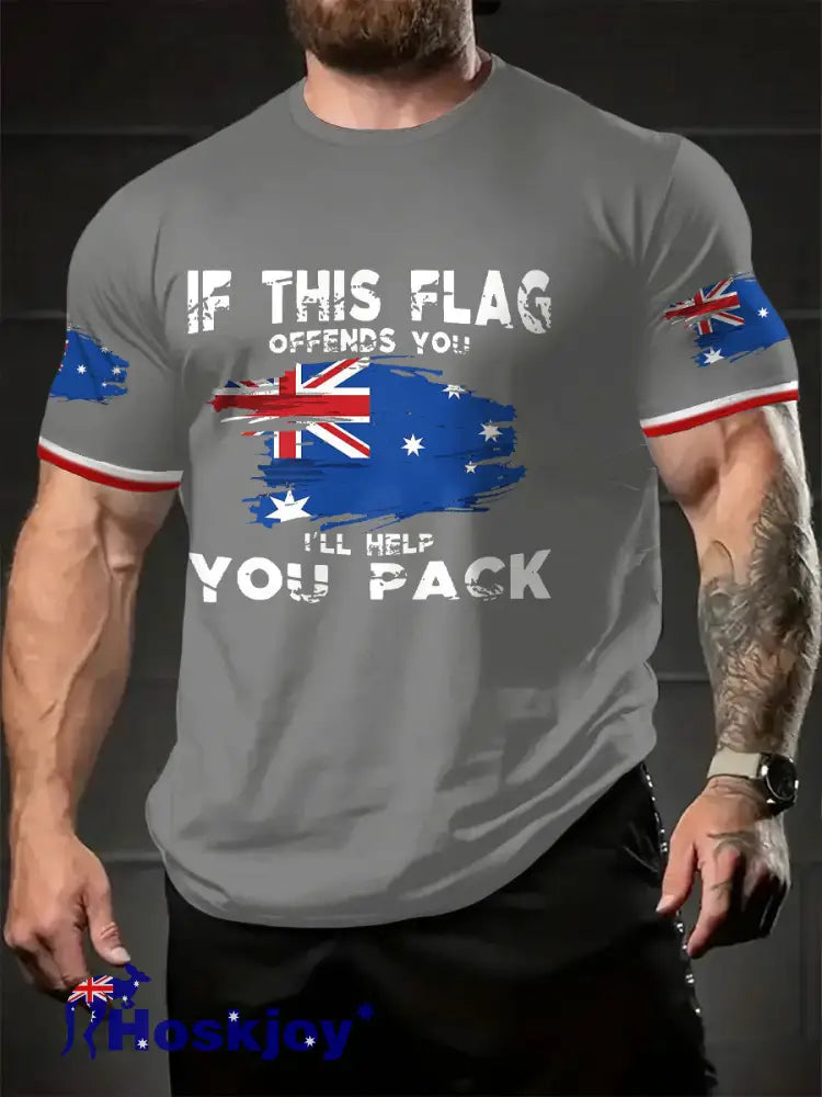 Men’s AU Flag Proud Printed T-shirt Light Gray / S