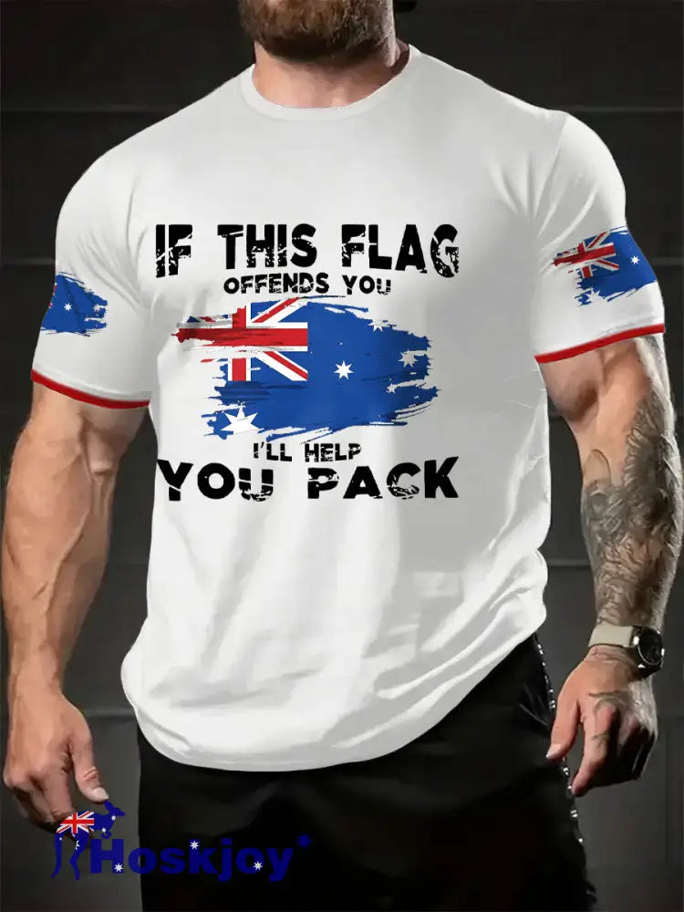 Men’s AU Flag Proud Printed T-shirt White / S