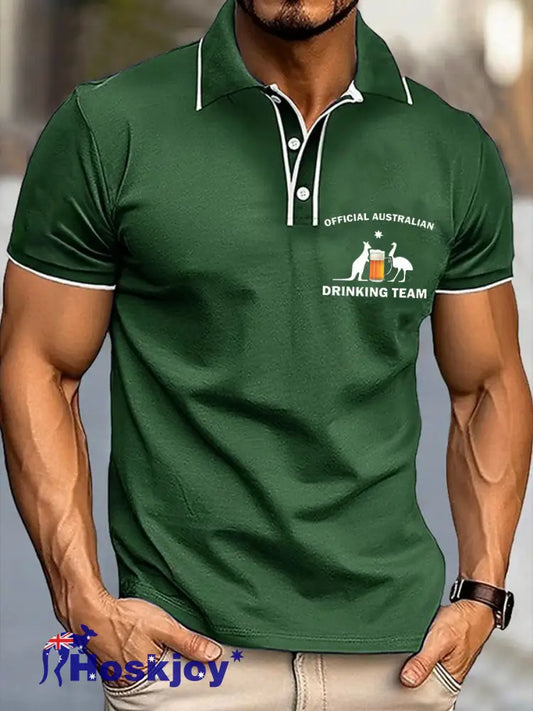 Men’s Aussie Drinking Funny Printed Casual Tops Green / S