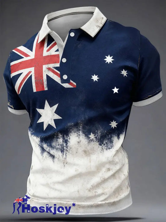 Men’s Aussie Proud AU Flag Art Printed Casual Tops White / S