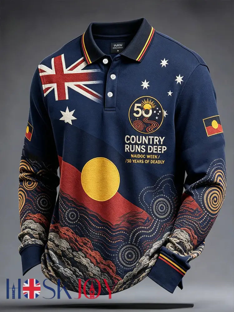 Men’s Australia Aboriginal Culture NAIDOC Week Printed Casual Tops - As picture / S