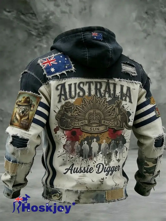 Men’s Australia Anzac Day Lest We Forget Long-Sleeve Hooded Sweatshirt As picture / S