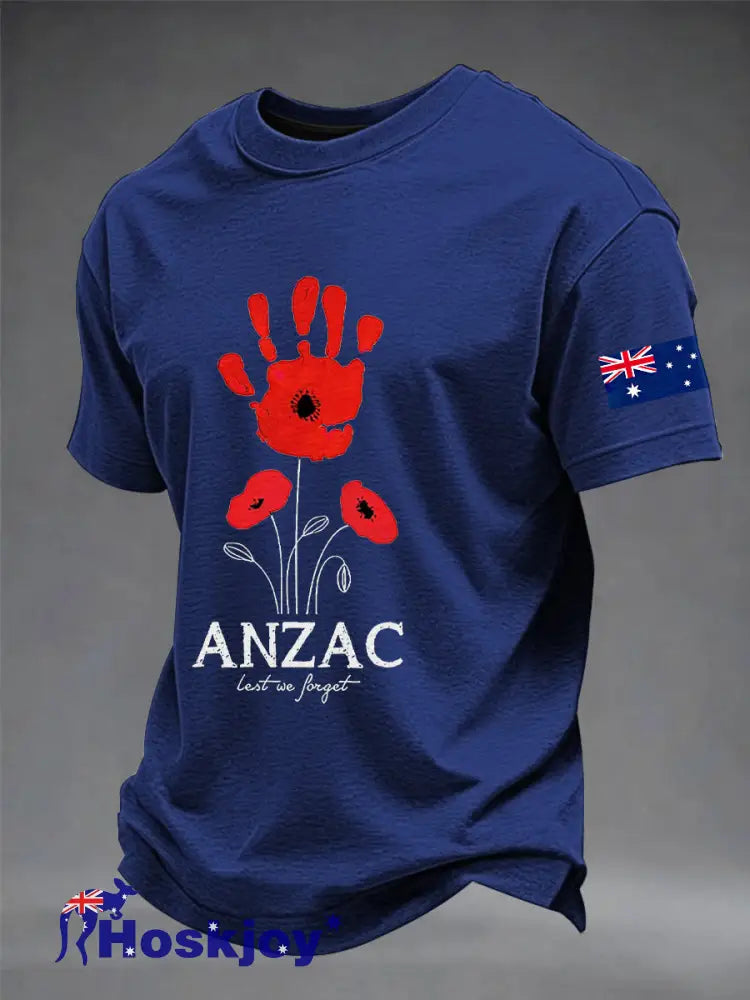 Men’s Australia Anzac Day Lest We Forget Short Sleeve T-shirt Blue / S
