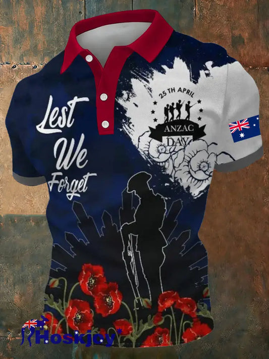 Men’s Australia Anzac Day Lest We Forget Short Sleeve Top As picture / S