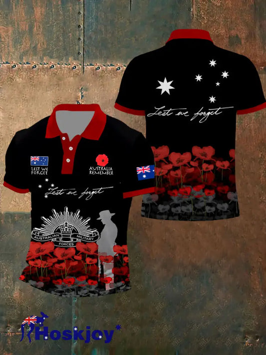 Men’s Australia Anzac Day Lest We Forget Short Sleeve Top Black / S