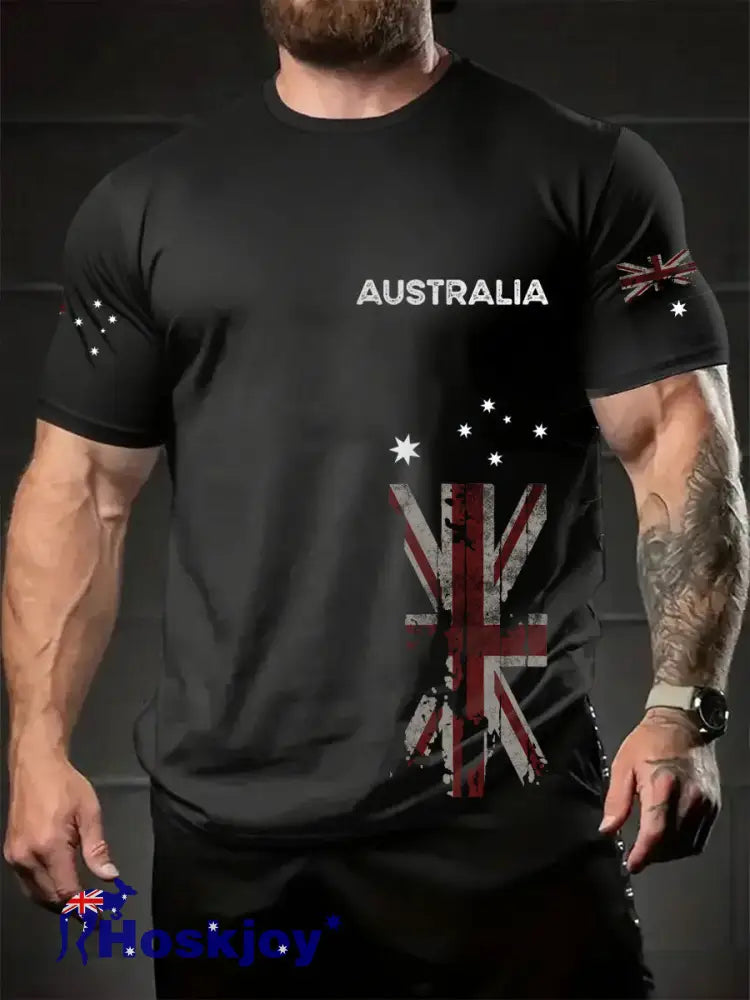 Men’s Australia Patriotic Printed T-shirt Black / S