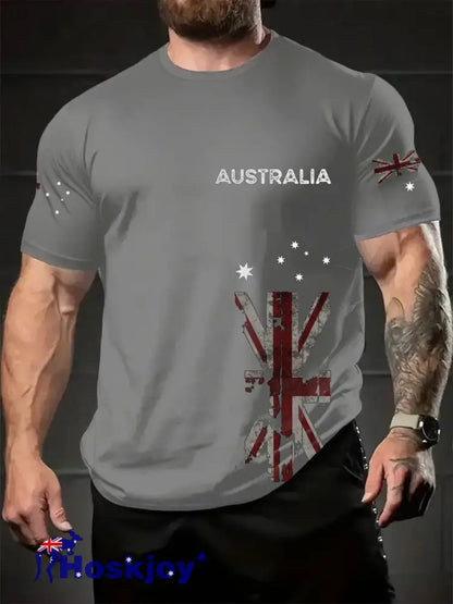 Men’s Australia Patriotic Printed T-shirt Light Gray / S