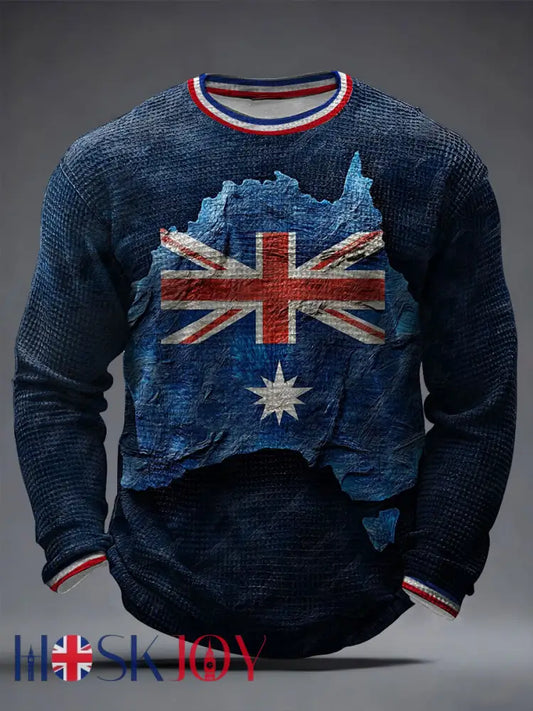 Men’s Australia Waffle Long Sleeve T-Shirt Navy Blue / S