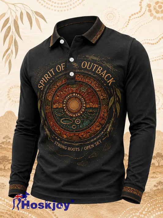 Men’s Australian Aboriginal Culture Art Printed Casual Tops - As picture / S