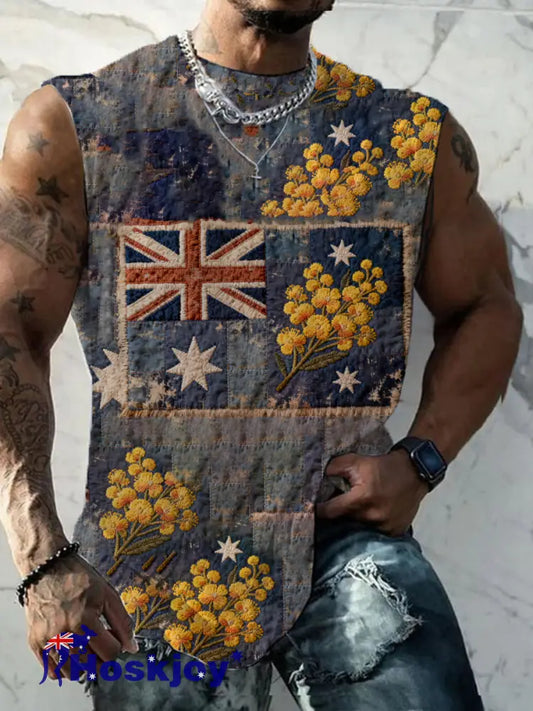 Men’s Australian flag printed vests As picture / S