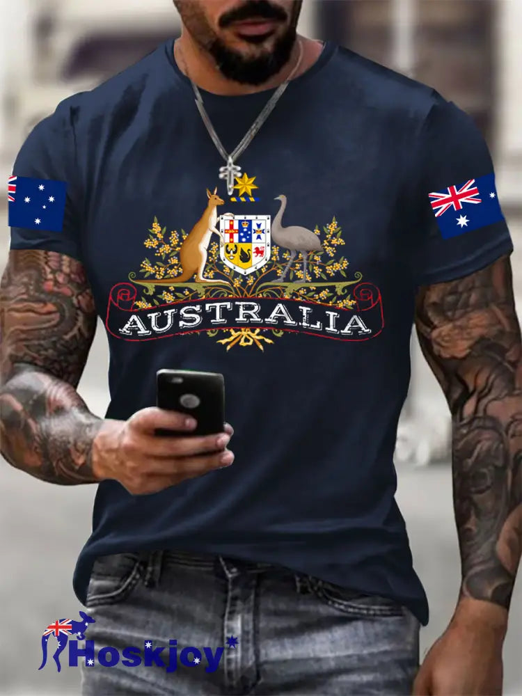 Men’s Australian Flag Short Sleeve T-Shirt Navy Blue / S