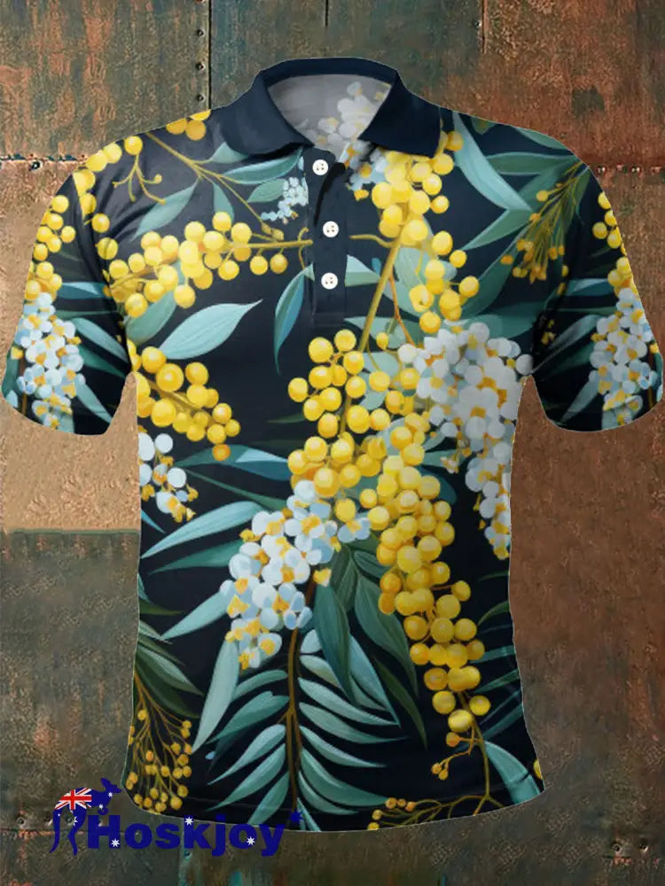 Men’s Australian Golden Wattle Printed polo shirt As picture / S
