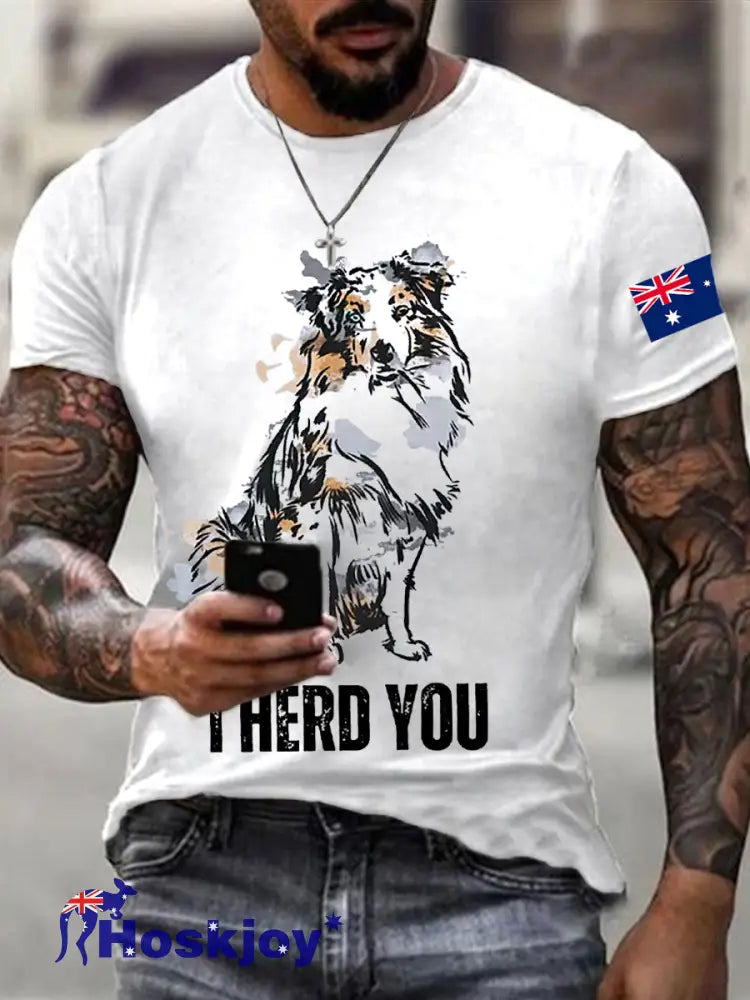 Men’s Australian Shepherd Short Sleeve T-shirt White / S