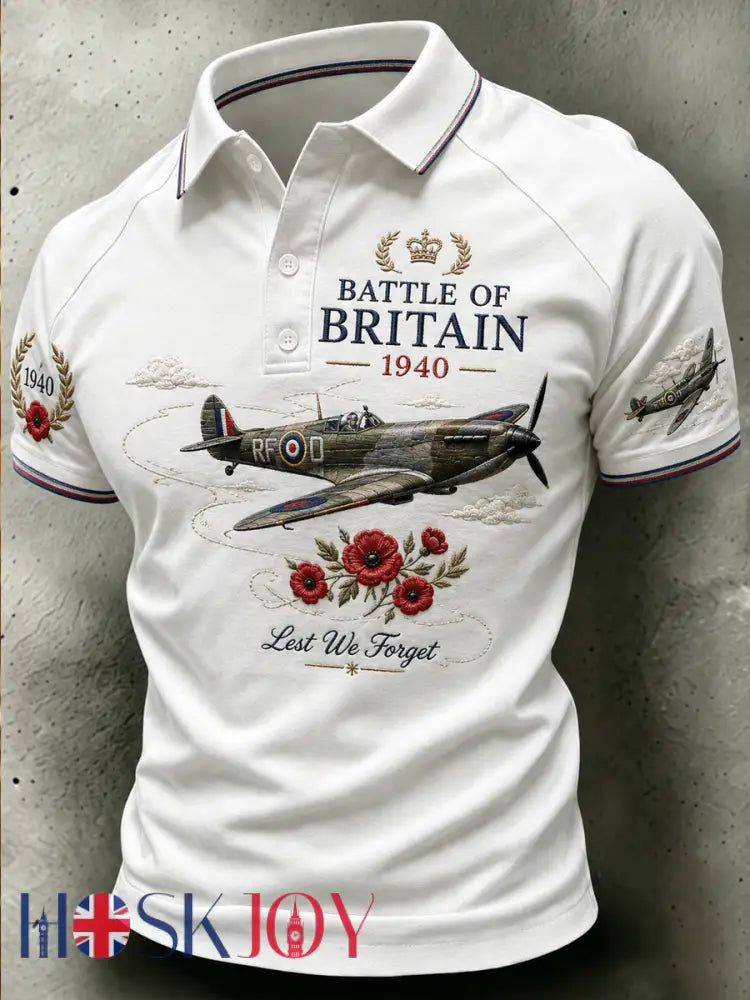 Men’s Battle of Britain Printed polo shirt - White / S