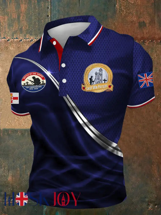 Men’s Battle of The Somme Veteran Printed Casual Tops - Royal Blue / S