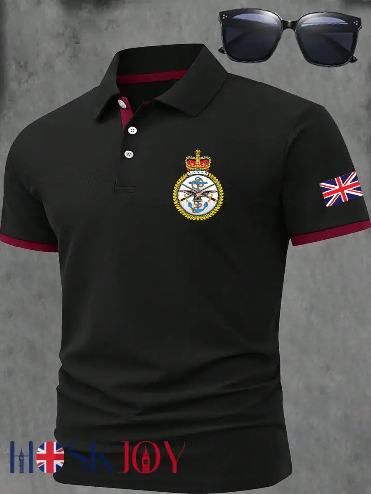 Men’s BRITISH ARMED FORCES Print Casual Short Sleeve Top - Black / S