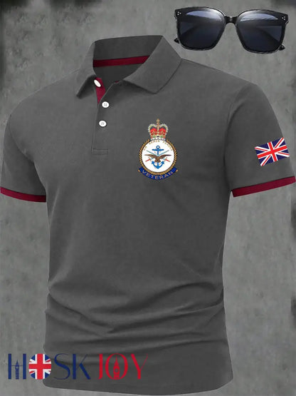 Men’s BRITISH ARMED FORCES Print Casual Short Sleeve Top - Gray / S