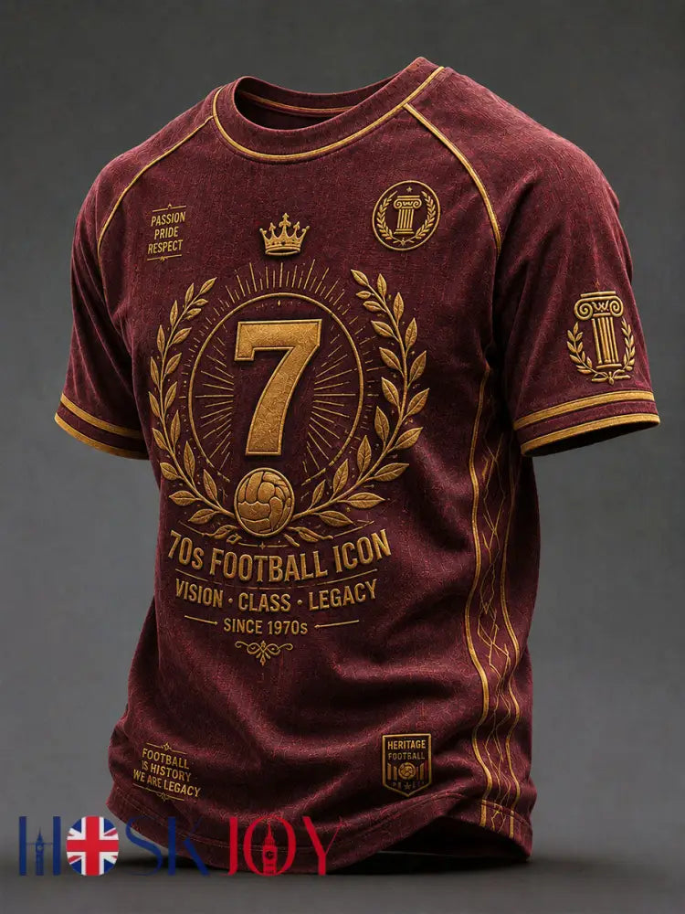 Men’s British Football ’70s Football Icon’ T-Shirts - Maroon / S