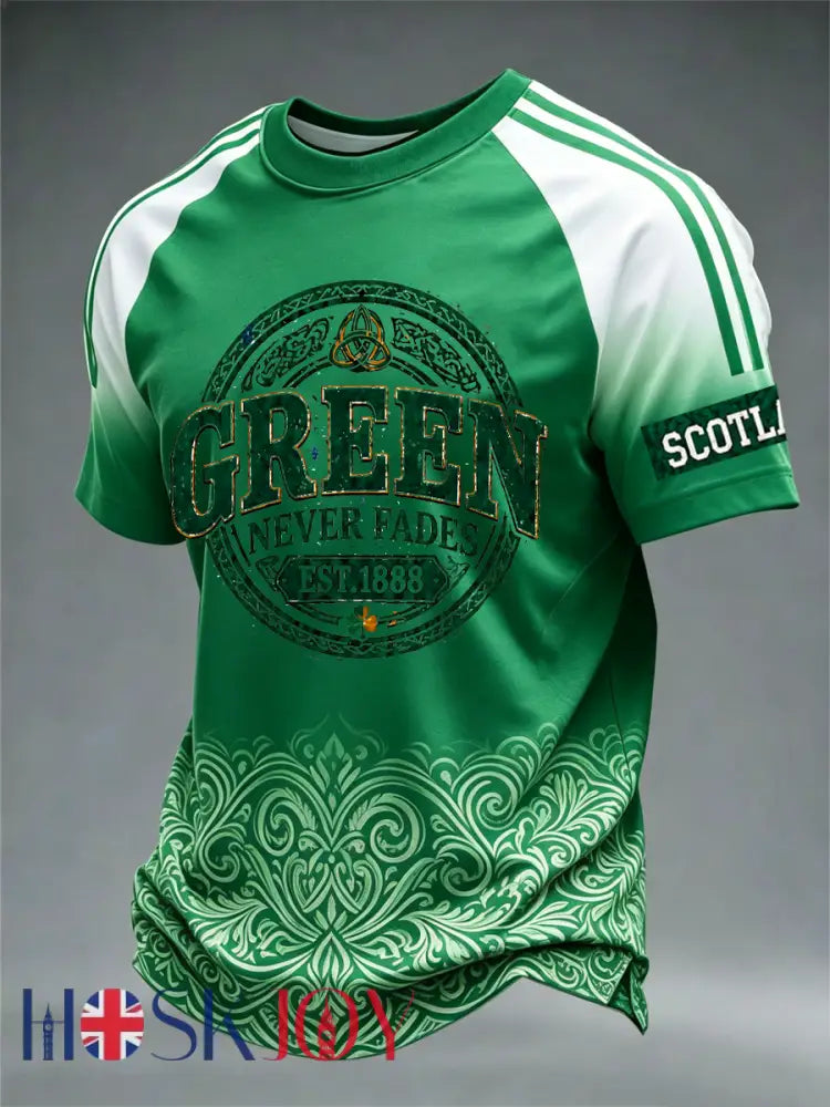 Men’s British Football Celtic Print short sleeve t-shirt - Green / S